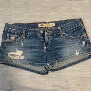 Distressed jean shorts